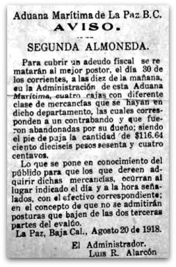 0 a aduana de la paz remate 1918